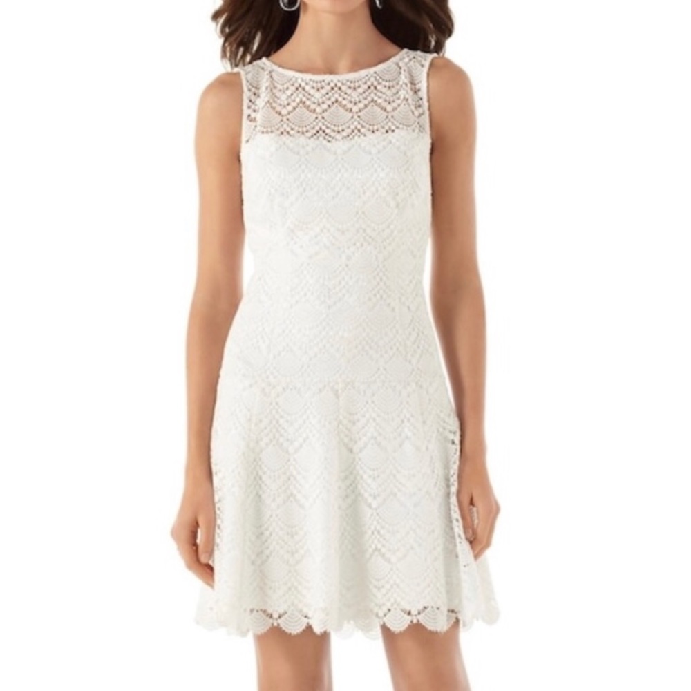 WHBM White Lace Drop Waist Sleeveless Dress size 6